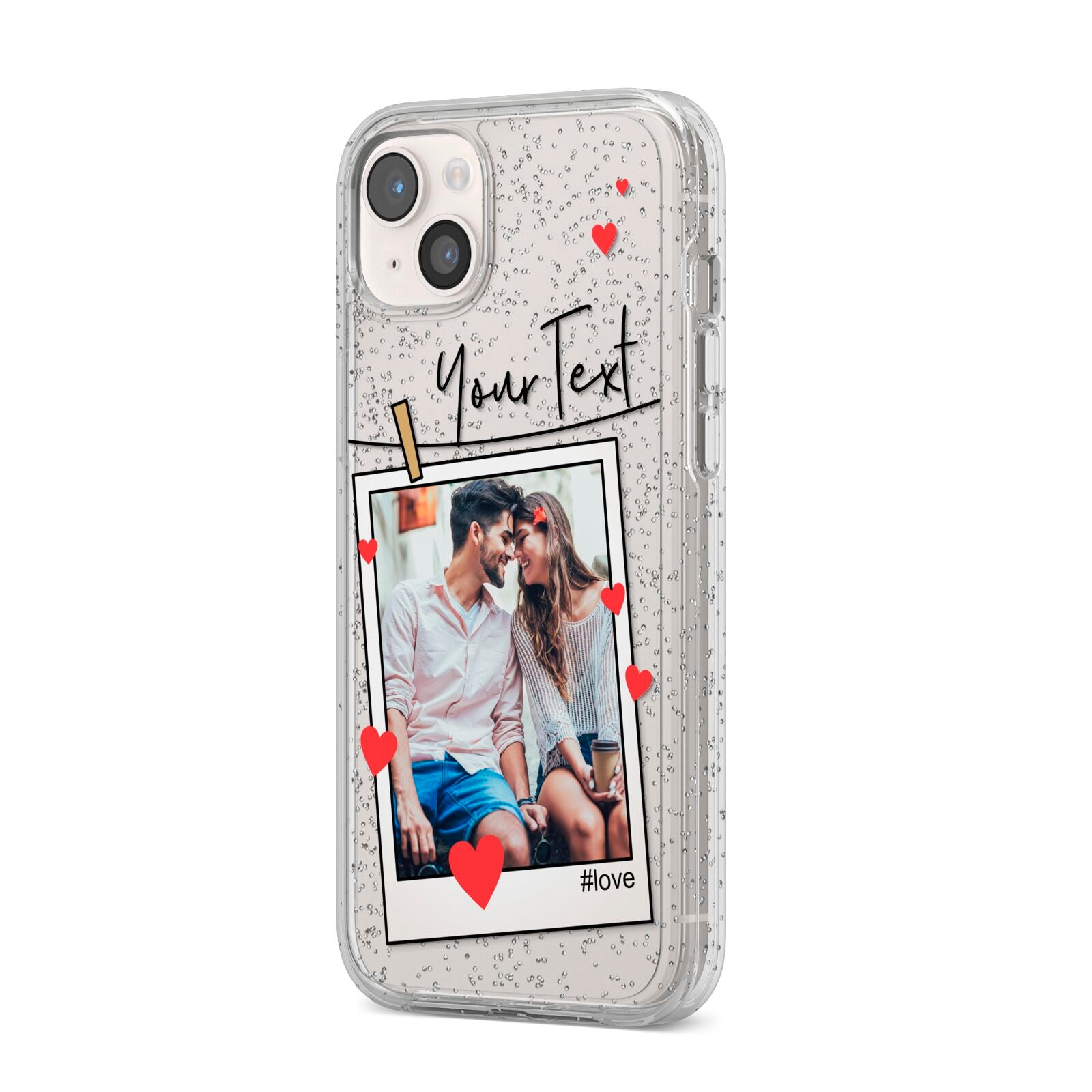 Valentine s Photo iPhone 14 Plus Glitter Tough Case Starlight Angled Image