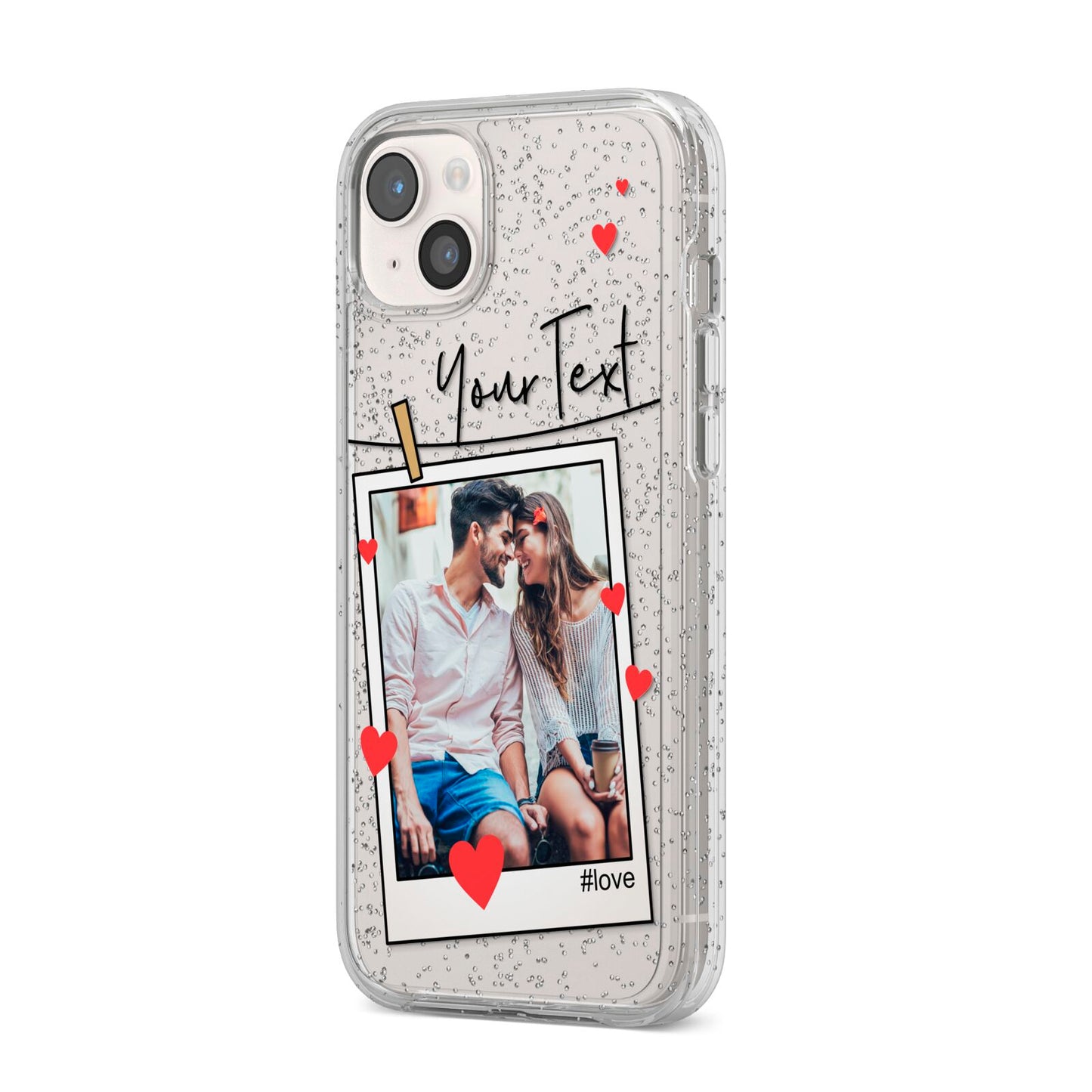 Valentine s Photo iPhone 14 Plus Glitter Tough Case Starlight Angled Image