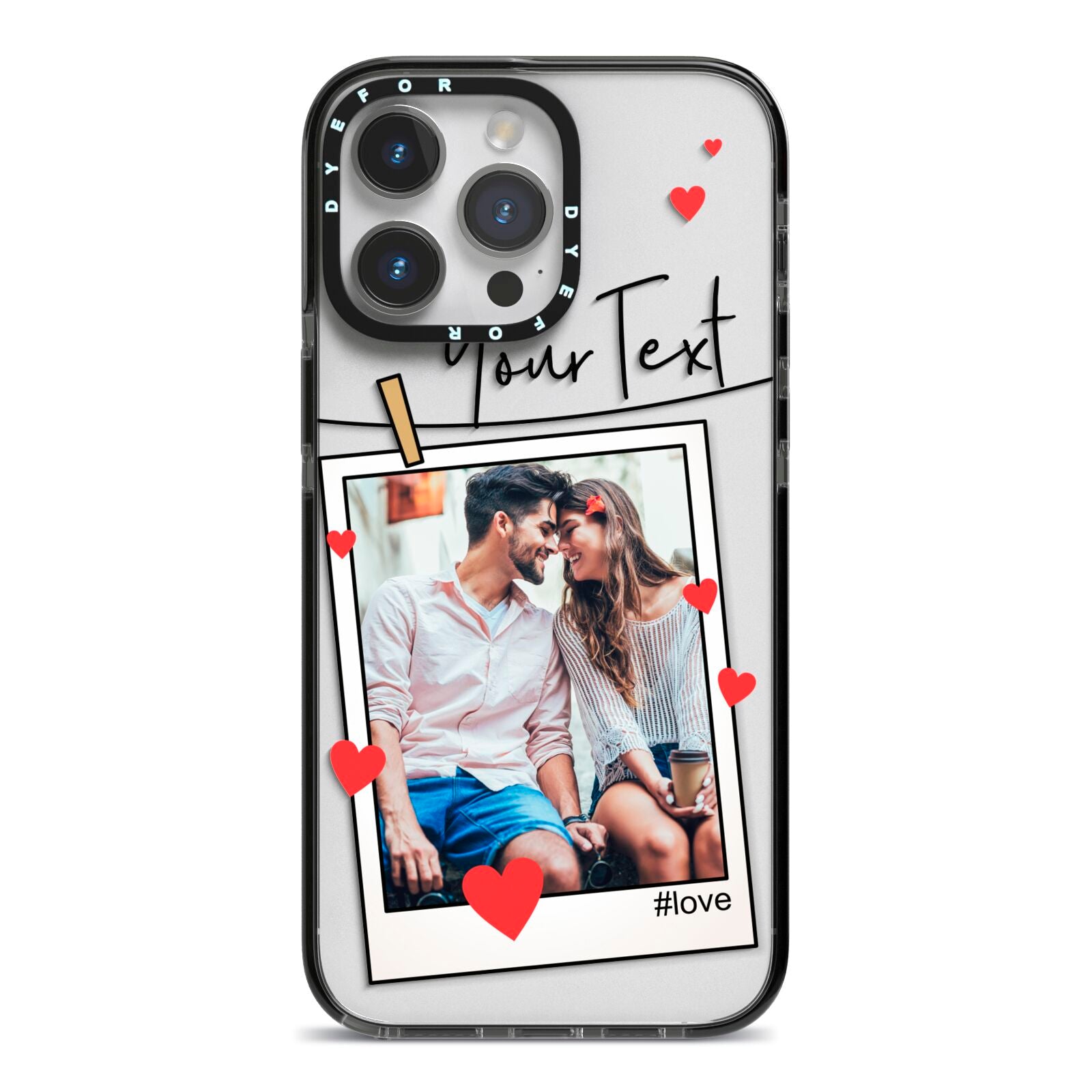 Valentine s Photo iPhone 14 Pro Max Black Impact Case on Silver phone