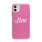 Valentines Bae Text Pink Apple iPhone 11 in White with Bumper Case