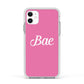 Valentines Bae Text Pink Apple iPhone 11 in White with White Impact Case