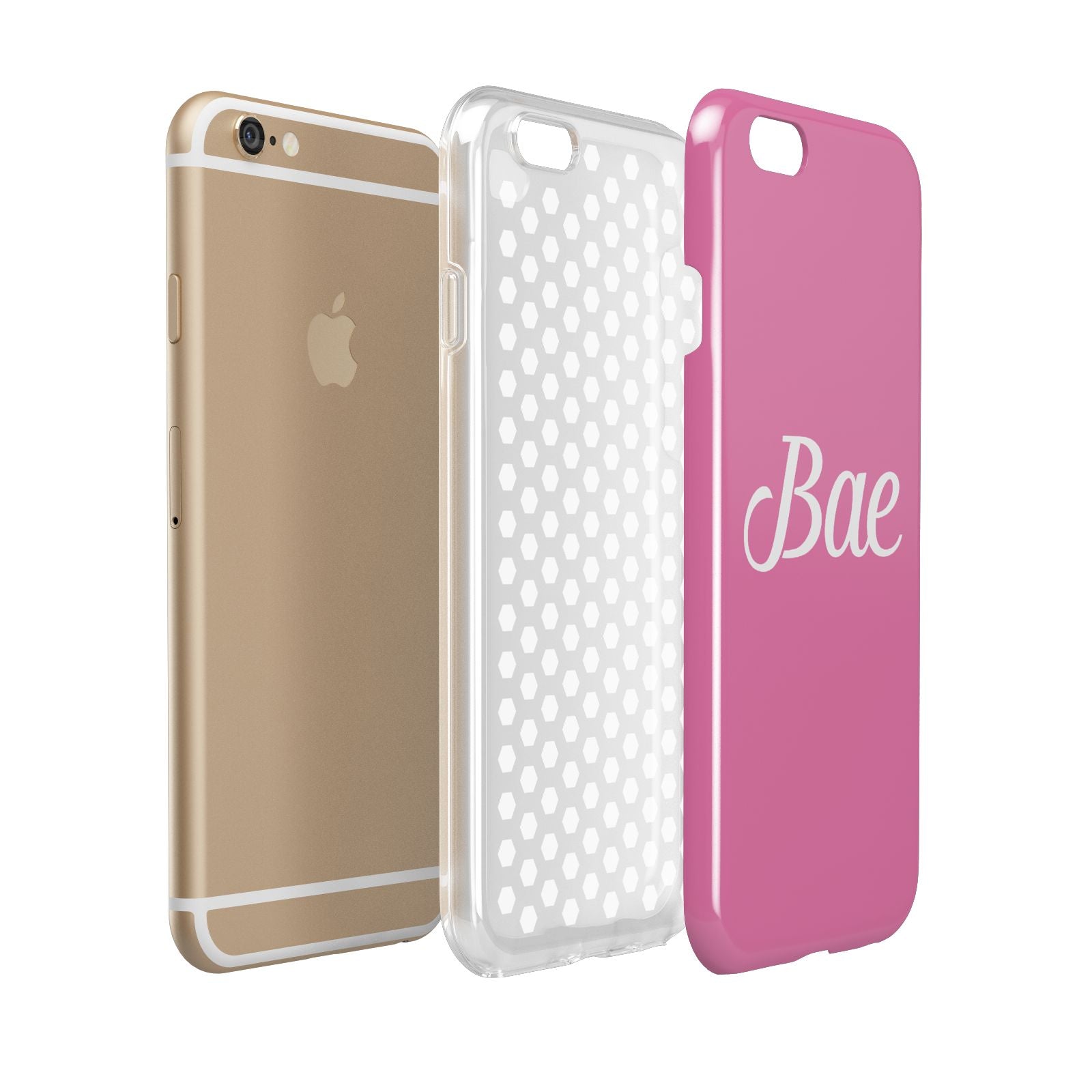 Valentines Bae Text Pink Apple iPhone 6 3D Tough Case Expanded view