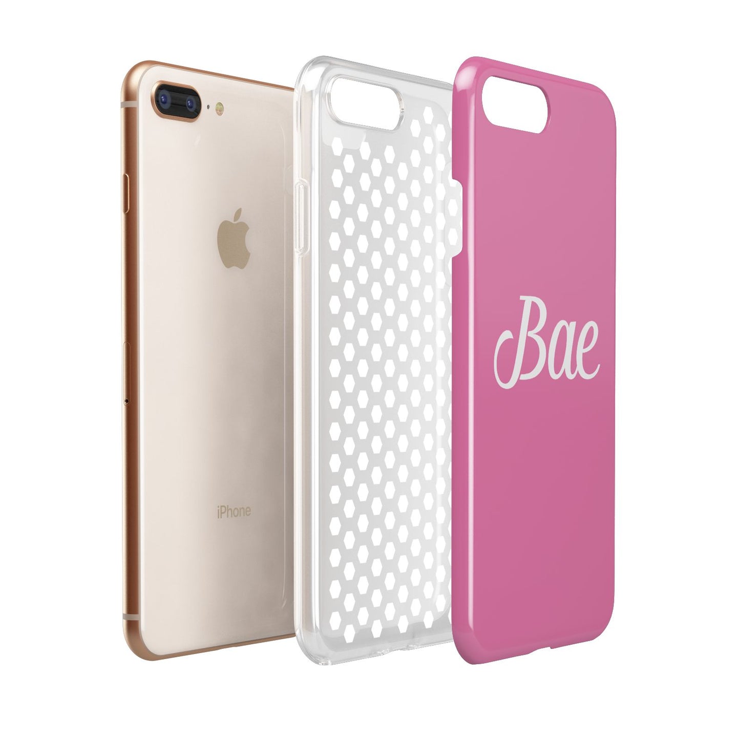 Valentines Bae Text Pink Apple iPhone 7 8 Plus 3D Tough Case Expanded View