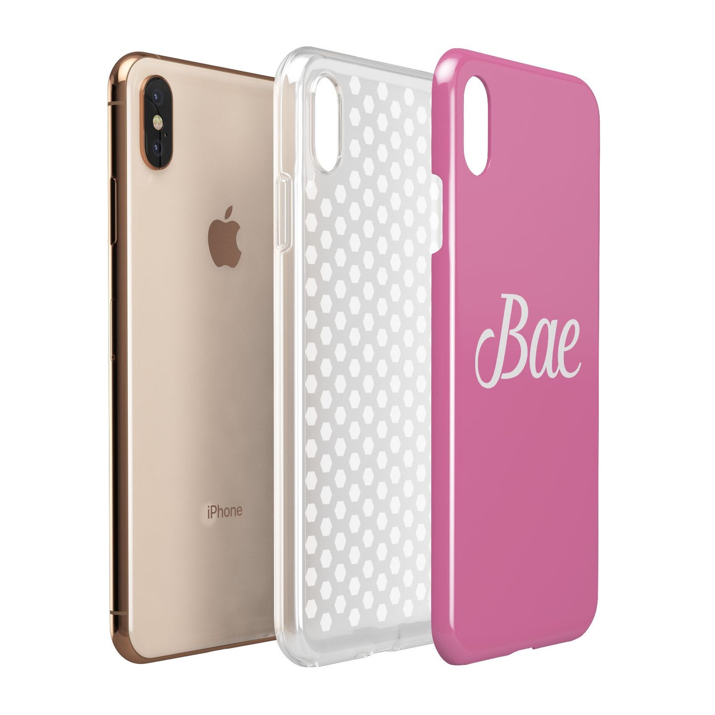 Valentines Bae Text Pink Apple iPhone Xs Max 3D Tough Case Expanded View