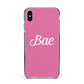 Valentines Bae Text Pink Apple iPhone Xs Max Impact Case Black Edge on Gold Phone