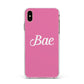 Valentines Bae Text Pink Apple iPhone Xs Max Impact Case White Edge on Gold Phone