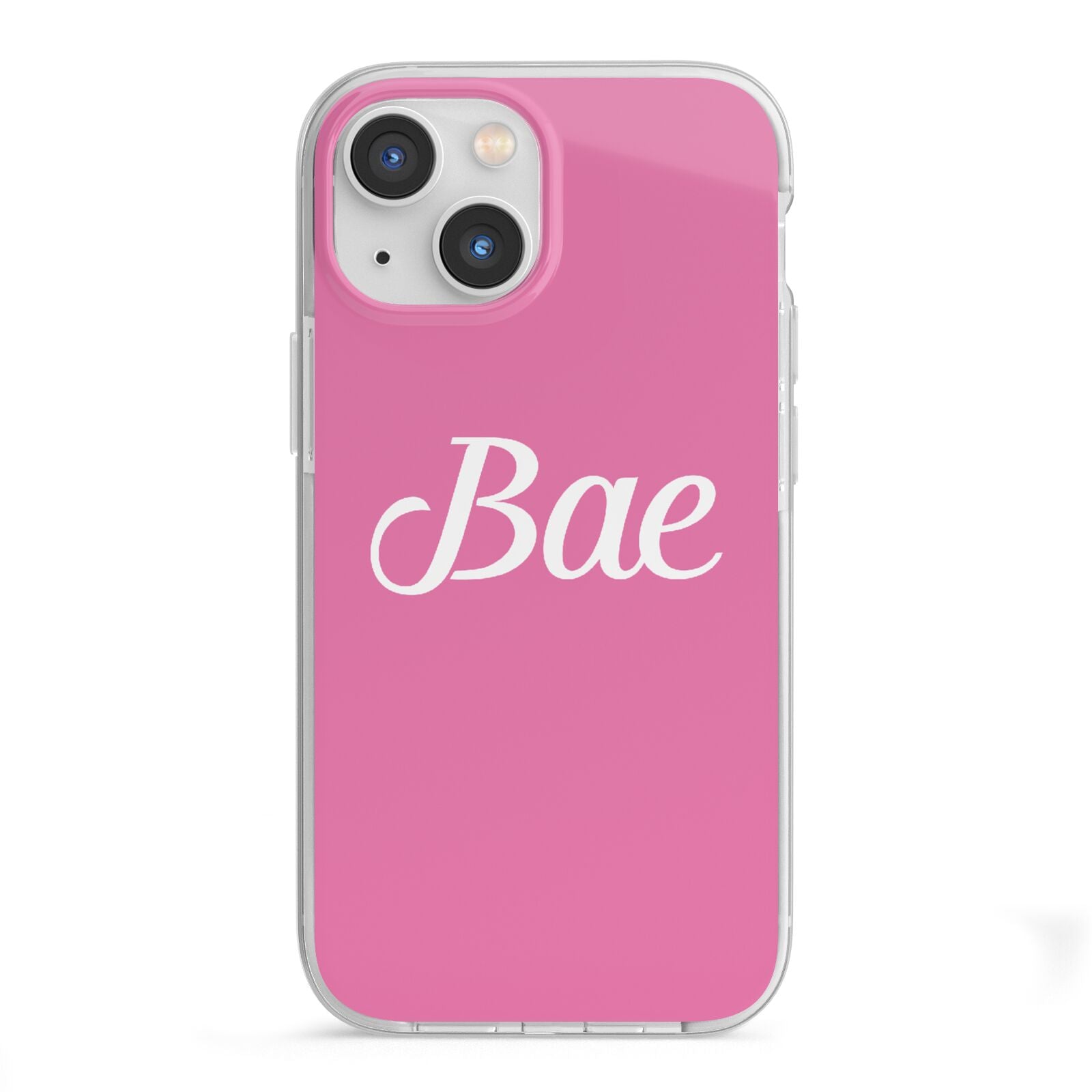 Valentines Bae Text Pink iPhone 13 Mini TPU Impact Case with White Edges