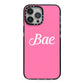 Valentines Bae Text Pink iPhone 13 Pro Max Black Impact Case on Silver phone