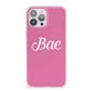 Valentines Bae Text Pink iPhone 13 Pro Max Clear Bumper Case