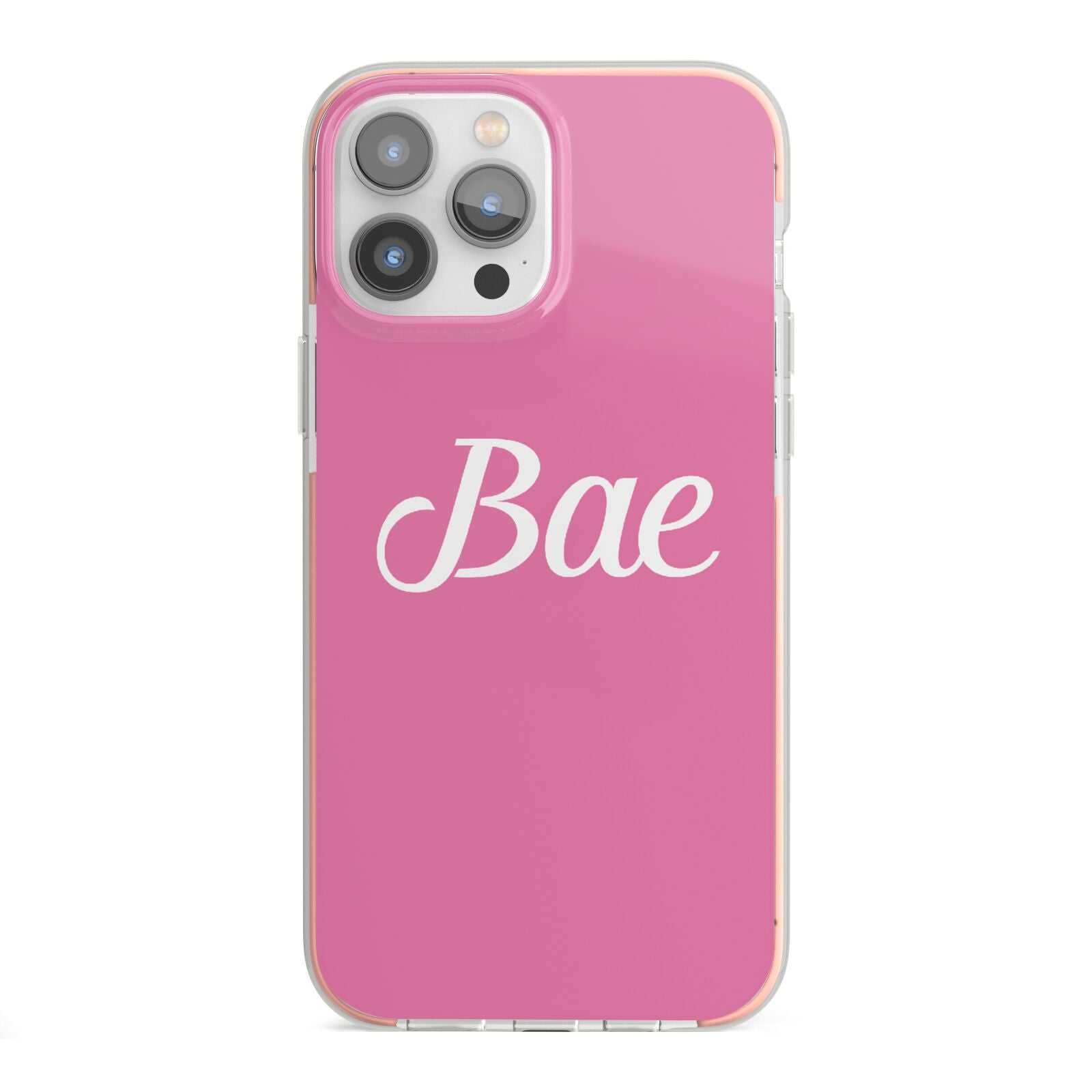 Valentines Bae Text Pink iPhone 13 Pro Max TPU Impact Case with Pink Edges