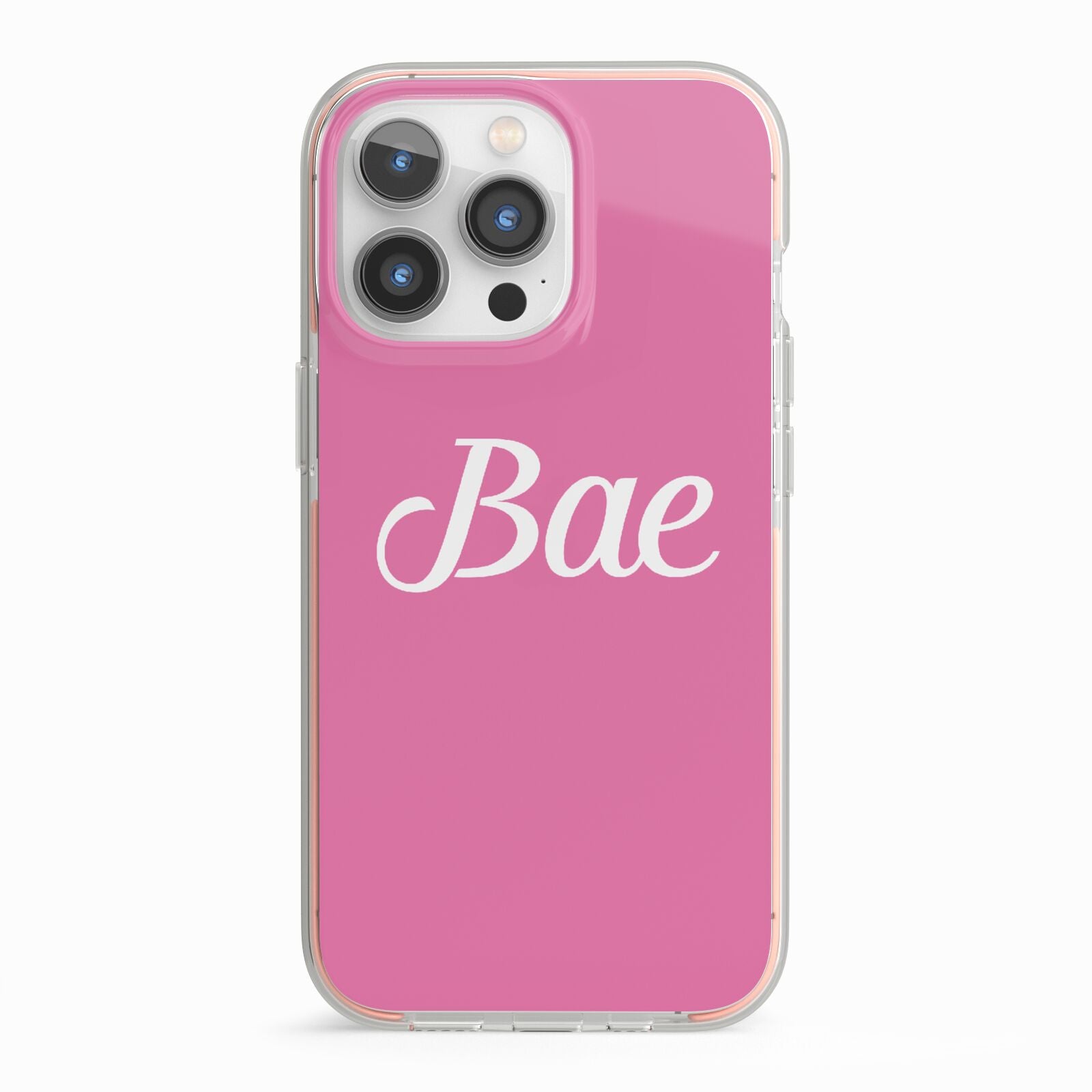 Valentines Bae Text Pink iPhone 13 Pro TPU Impact Case with Pink Edges