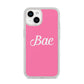 Valentines Bae Text Pink iPhone 14 Glitter Tough Case Starlight