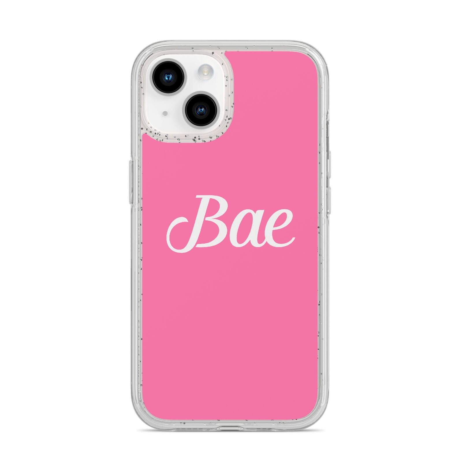 Valentines Bae Text Pink iPhone 14 Glitter Tough Case Starlight