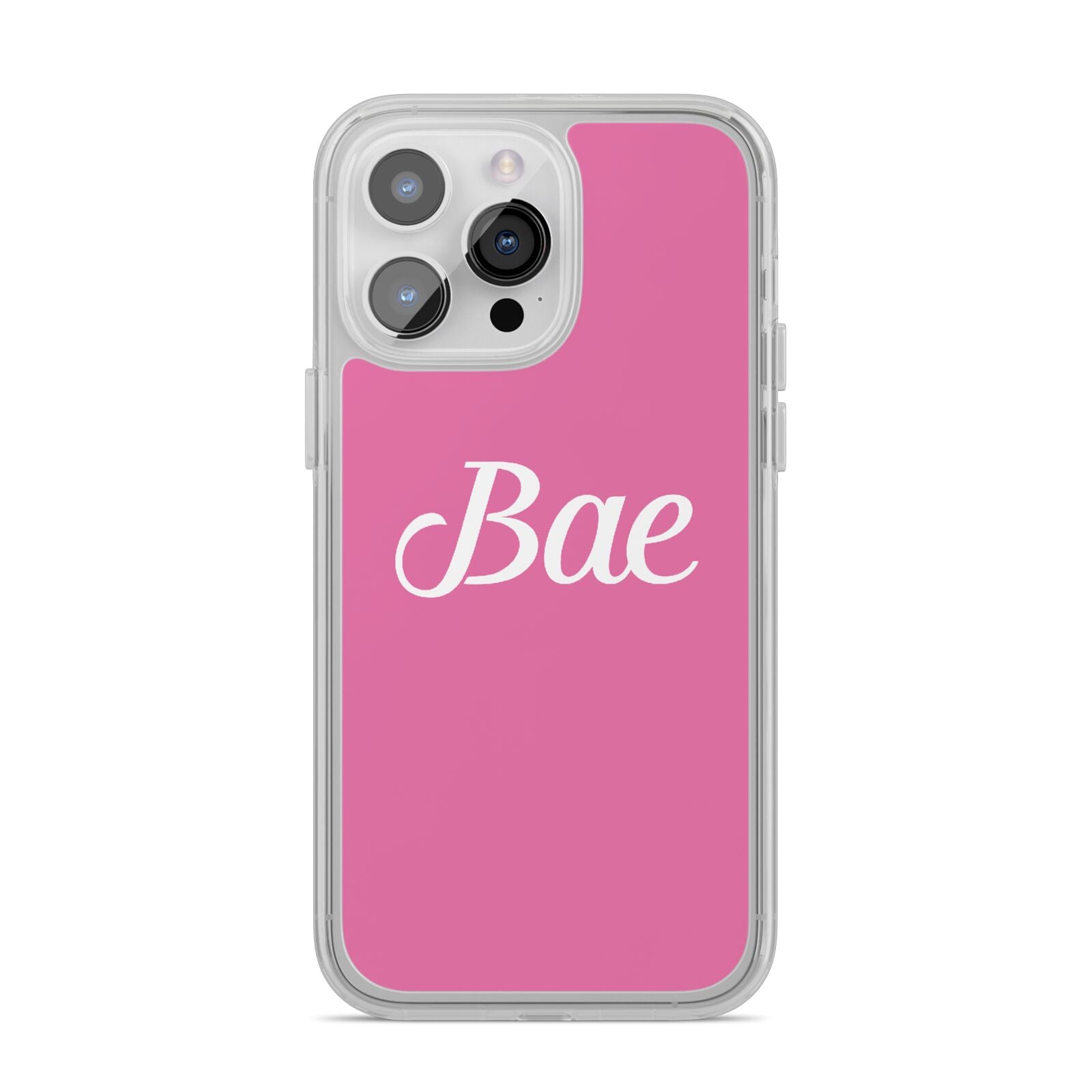 Valentines Bae Text Pink iPhone 14 Pro Max Clear Tough Case Silver
