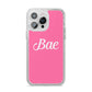 Valentines Bae Text Pink iPhone 14 Pro Max Glitter Tough Case Silver