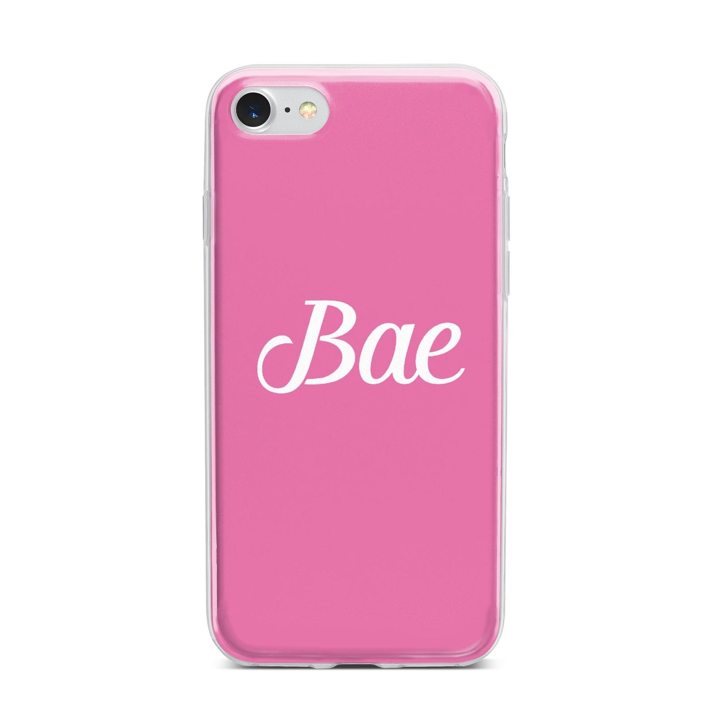 Valentines Bae Text Pink iPhone 7 Bumper Case on Silver iPhone