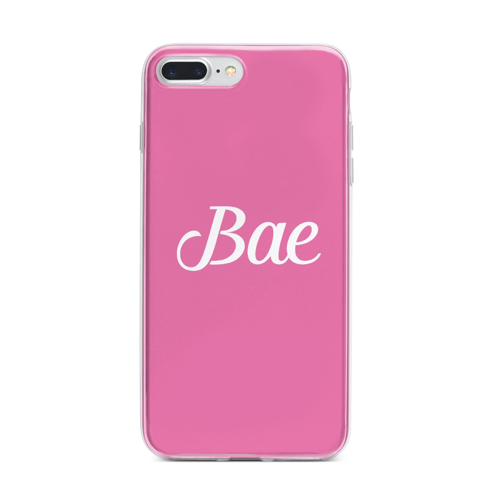 Valentines Bae Text Pink iPhone 7 Plus Bumper Case on Silver iPhone