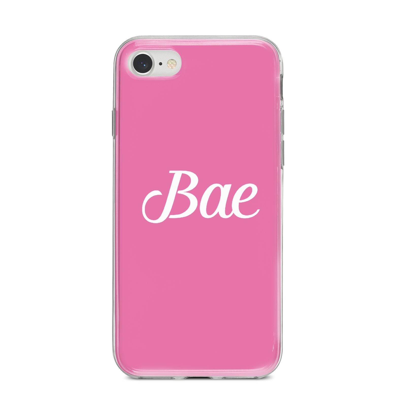 Valentines Bae Text Pink iPhone 8 Bumper Case on Silver iPhone