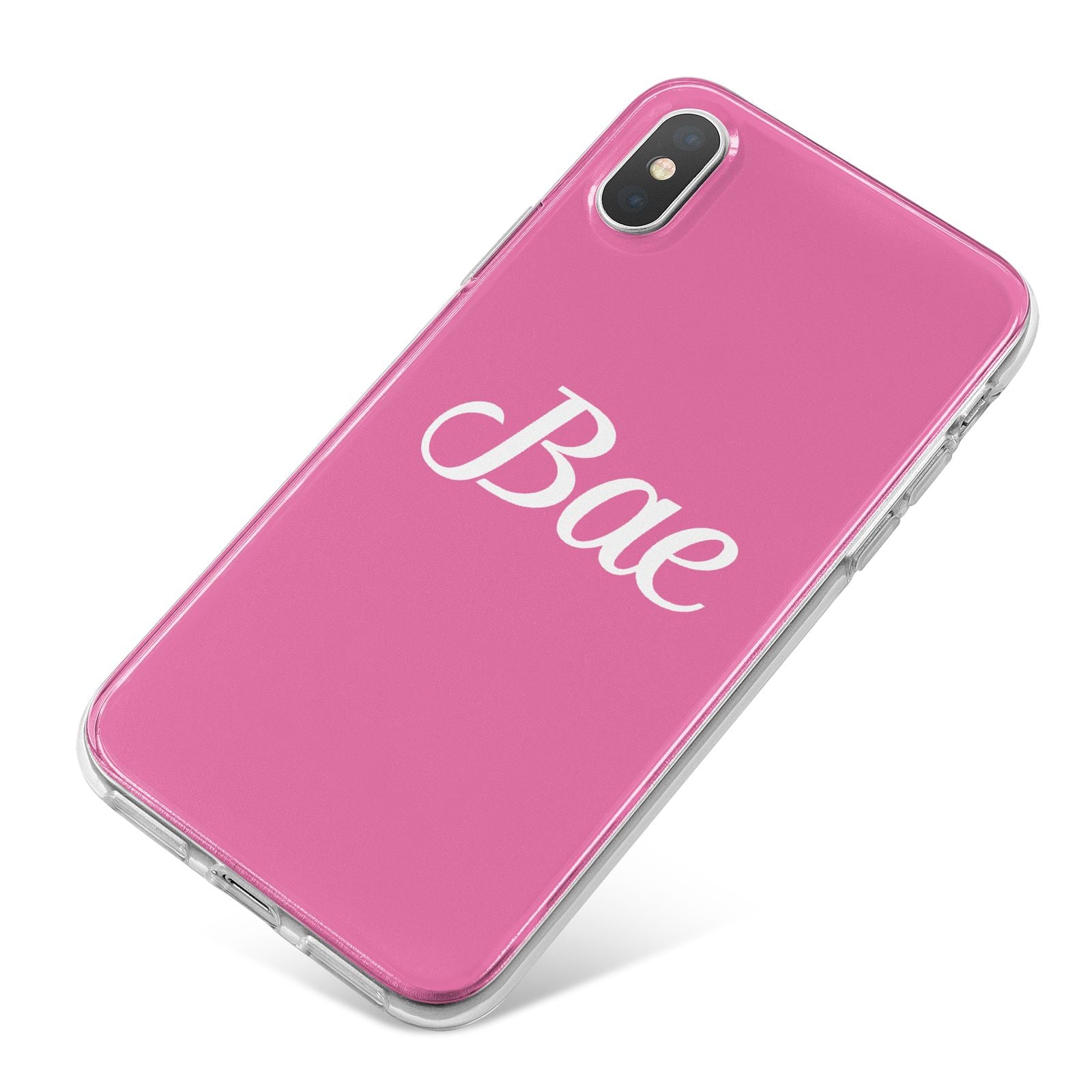 Valentines Bae Text Pink iPhone X Bumper Case on Silver iPhone