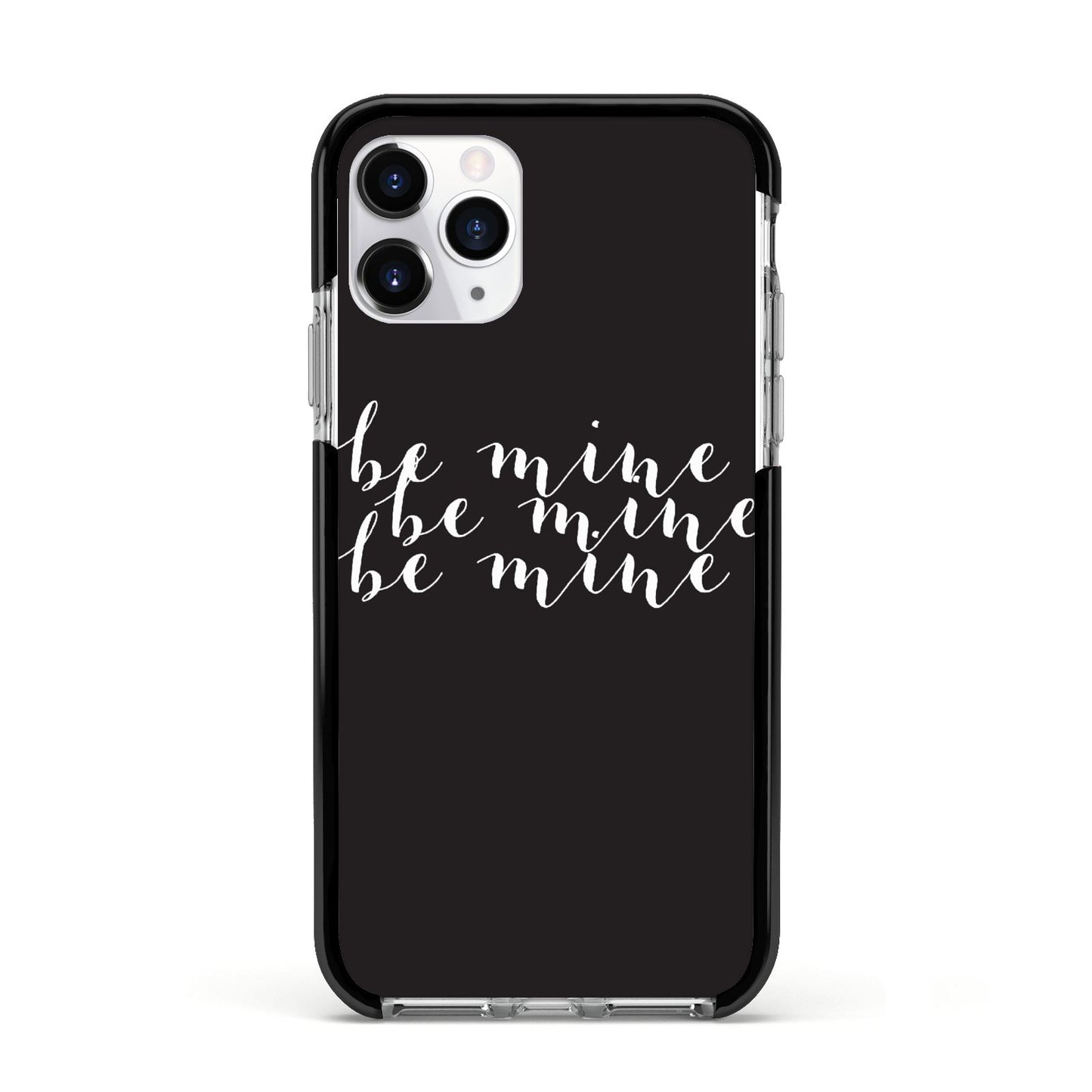 Valentines Be Mine Text Apple iPhone 11 Pro in Silver with Black Impact Case