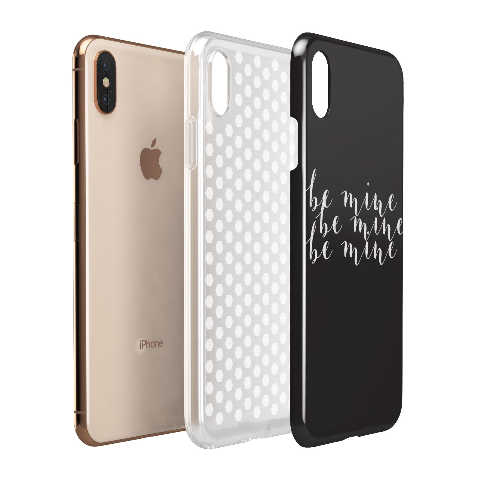 Valentines Be Mine Text Apple iPhone Xs Max 3D Tough Case Expanded View