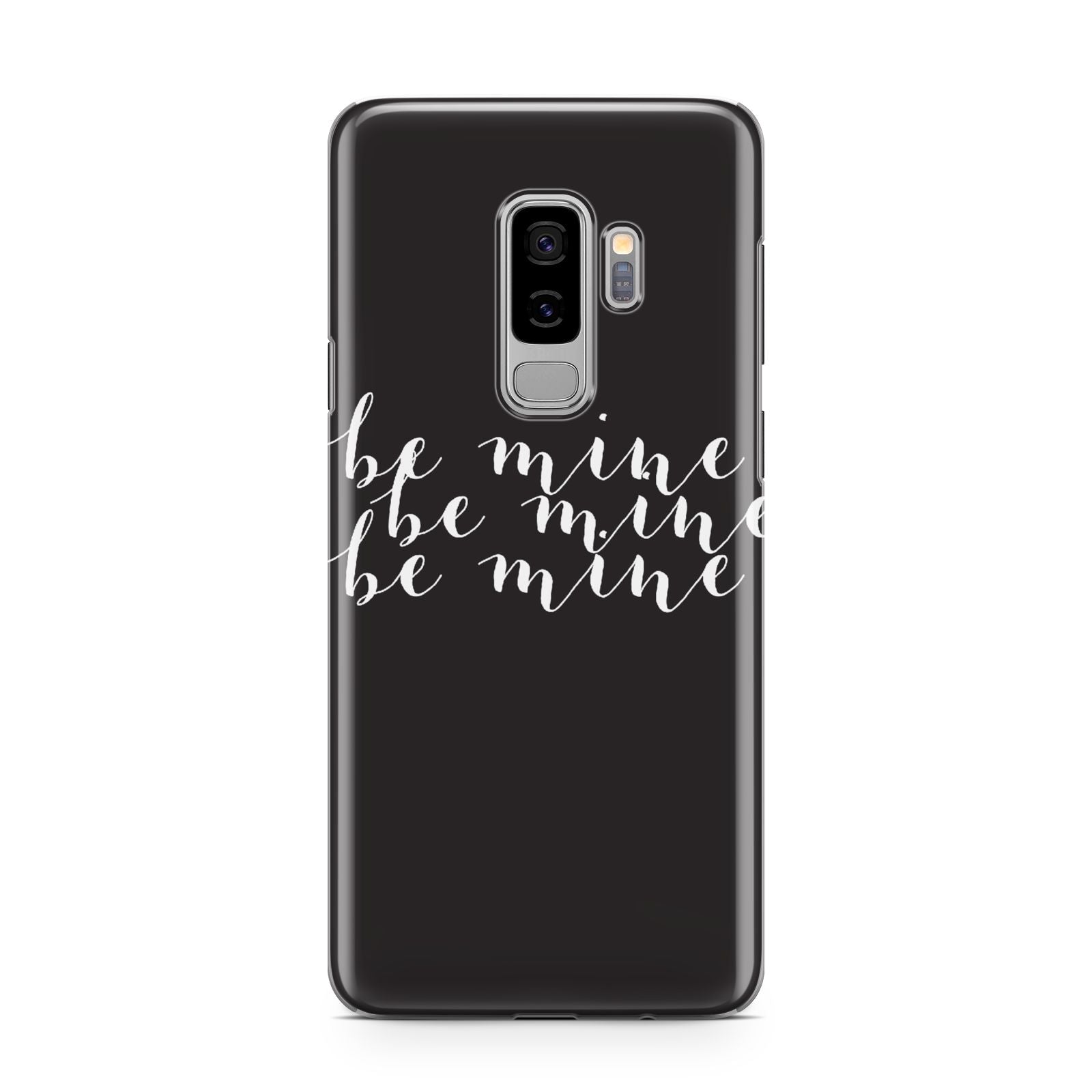 Valentines Be Mine Text Samsung Galaxy S9 Plus Case on Silver phone