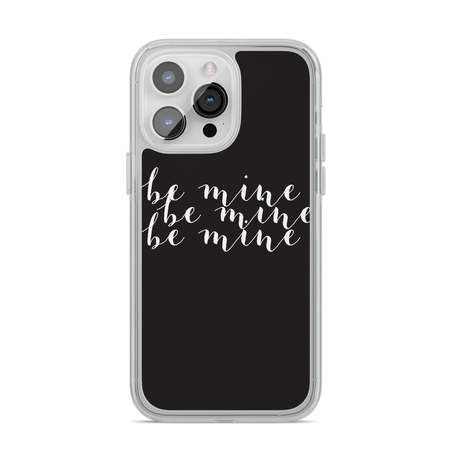 Valentines Be Mine Text iPhone 14 Pro Max Clear Tough Case Silver