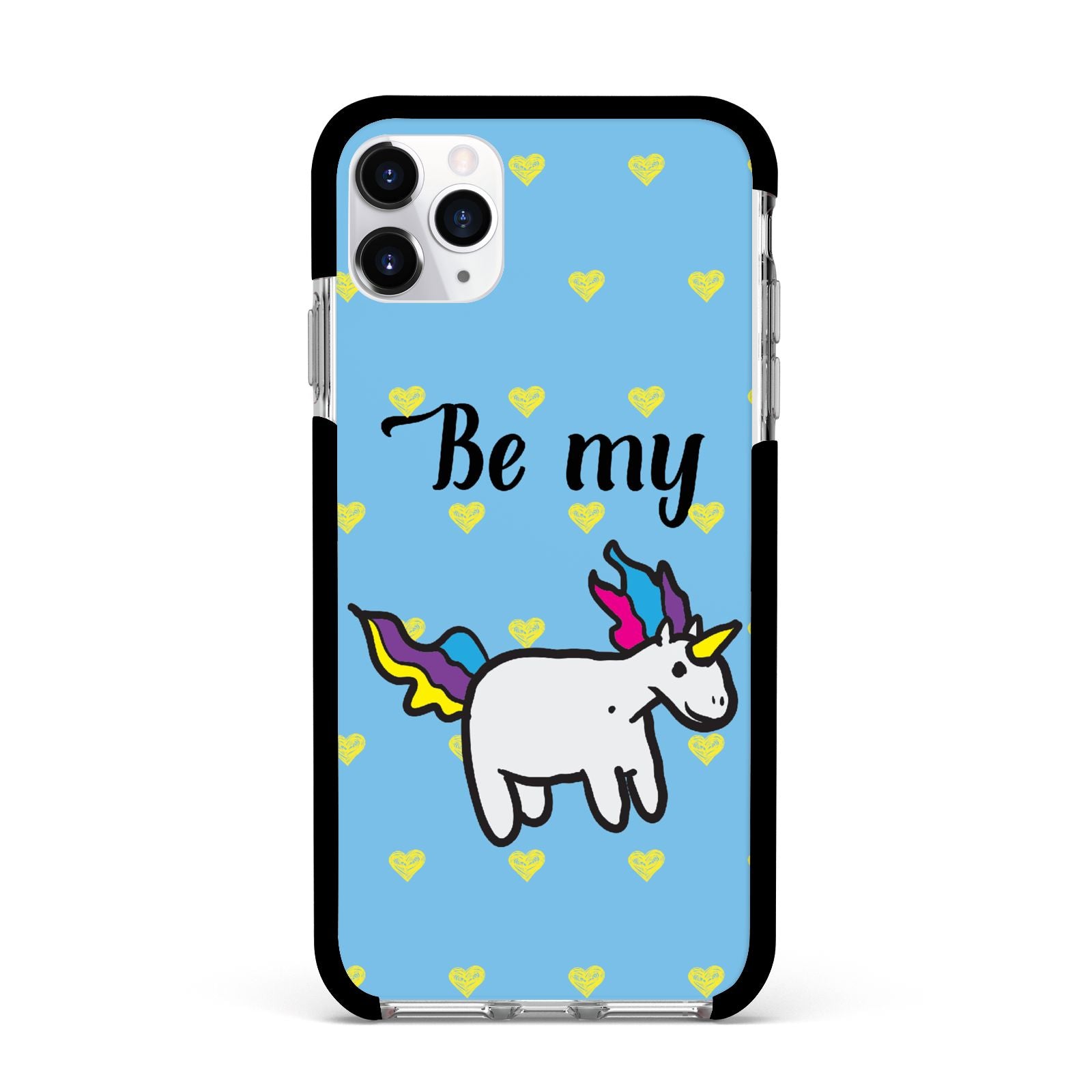 Valentines Be My Unicorn Apple iPhone 11 Pro Max in Silver with Black Impact Case