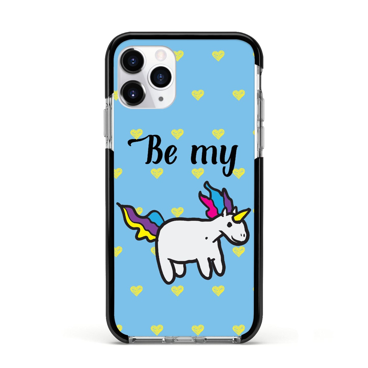 Valentines Be My Unicorn Apple iPhone 11 Pro in Silver with Black Impact Case