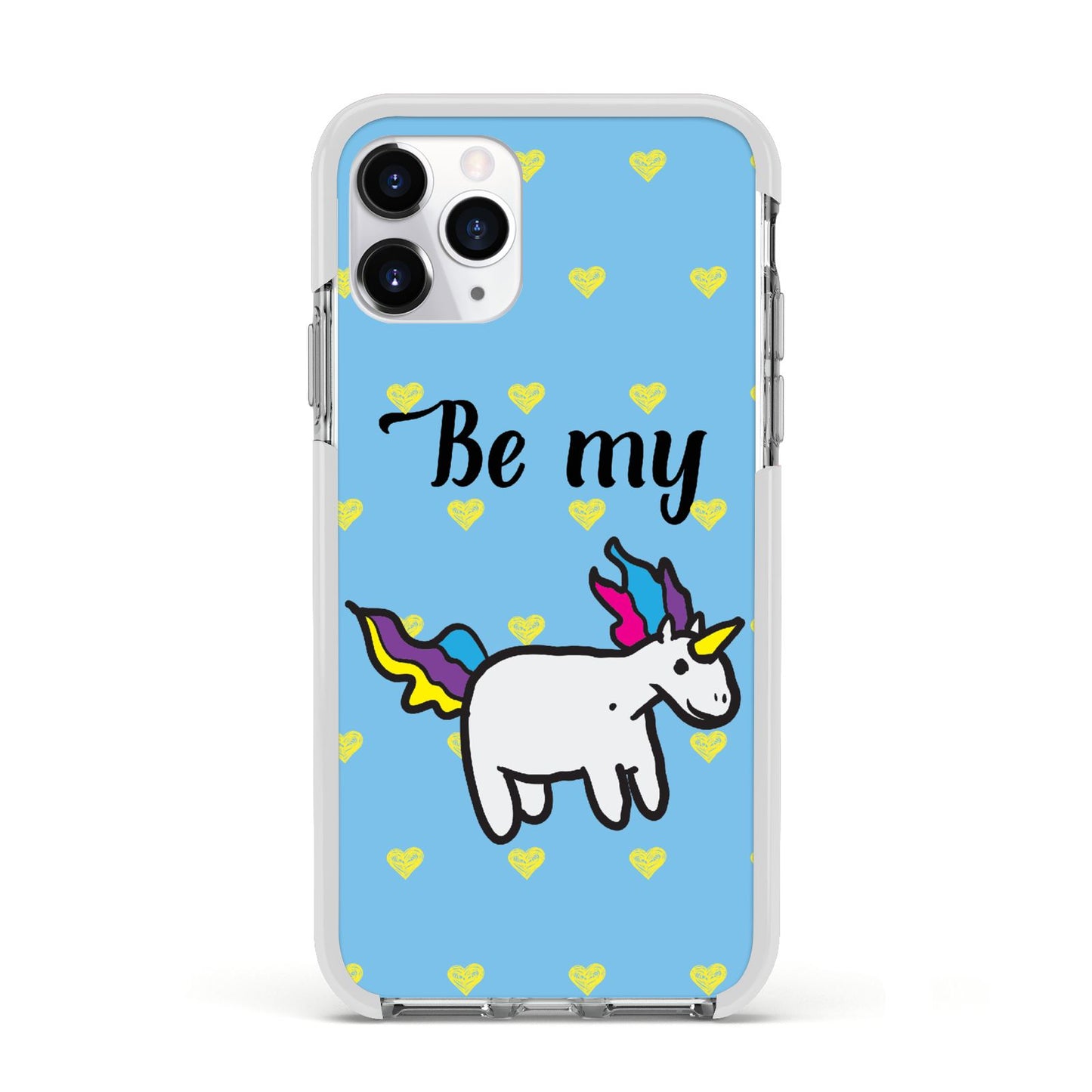 Valentines Be My Unicorn Apple iPhone 11 Pro in Silver with White Impact Case