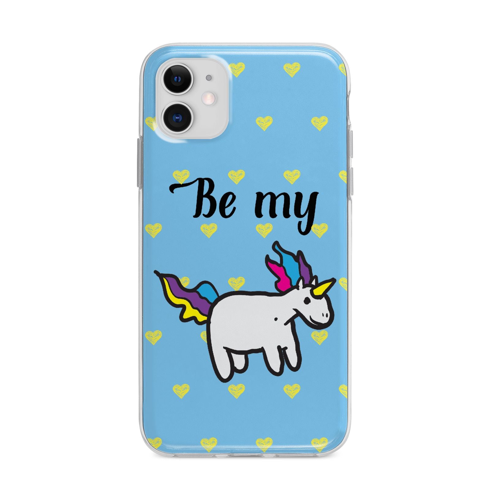 Valentines Be My Unicorn Apple iPhone 11 in White with Bumper Case