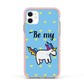 Valentines Be My Unicorn Apple iPhone 11 in White with Pink Impact Case