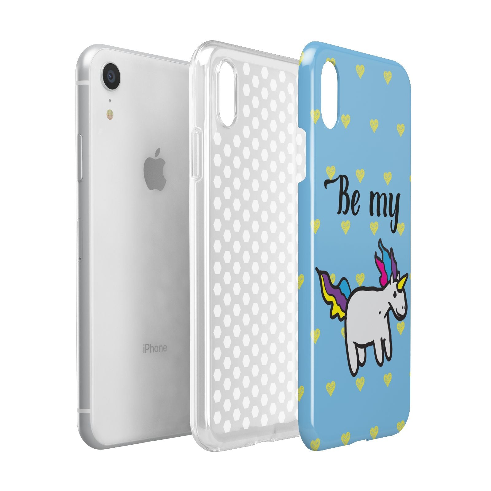 Valentines Be My Unicorn Apple iPhone XR White 3D Tough Case Expanded view