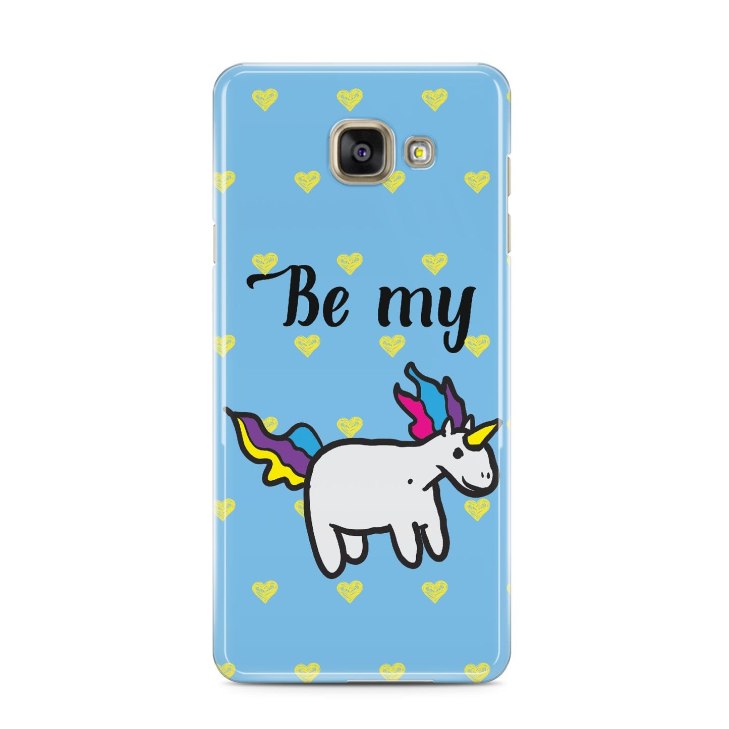 Valentines Be My Unicorn Samsung Galaxy A3 2016 Case on gold phone