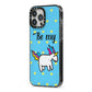 Valentines Be My Unicorn iPhone 13 Pro Max Black Impact Case Side Angle on Silver phone