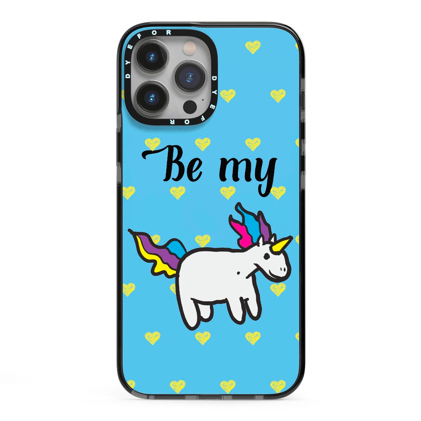 Valentines Be My Unicorn iPhone 13 Pro Max Black Impact Case on Silver phone
