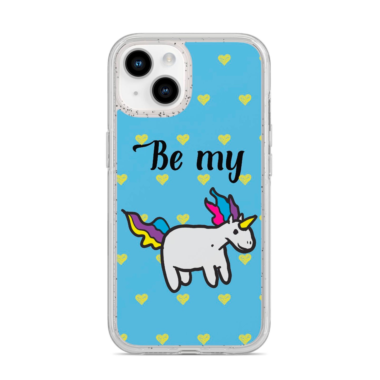 Valentines Be My Unicorn iPhone 14 Glitter Tough Case Starlight