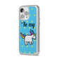 Valentines Be My Unicorn iPhone 14 Pro Max Clear Tough Case Silver Angled Image