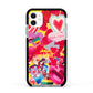 Valentines Cut Outs Apple iPhone 11 in White with Black Impact Case
