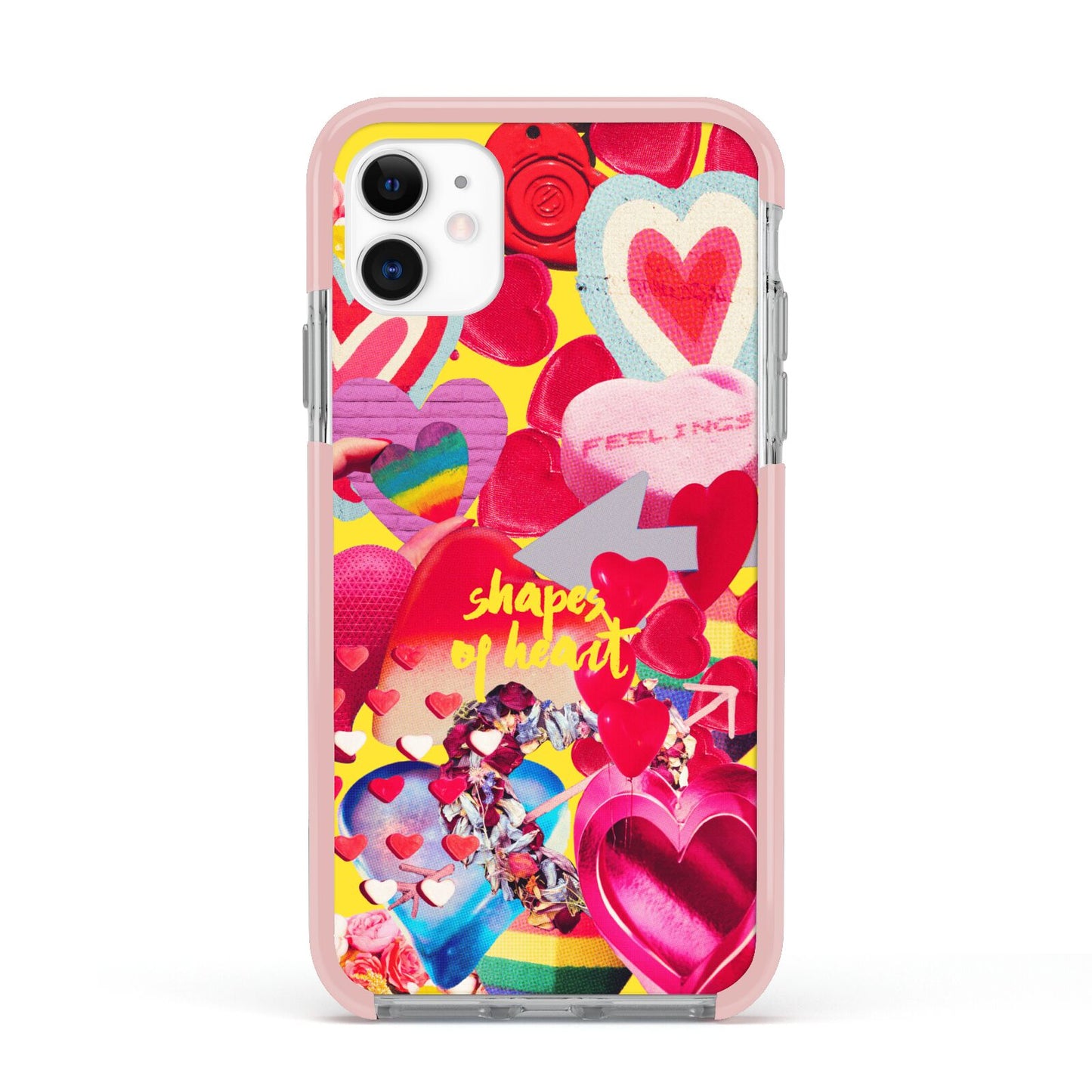 Valentines Cut Outs Apple iPhone 11 in White with Pink Impact Case