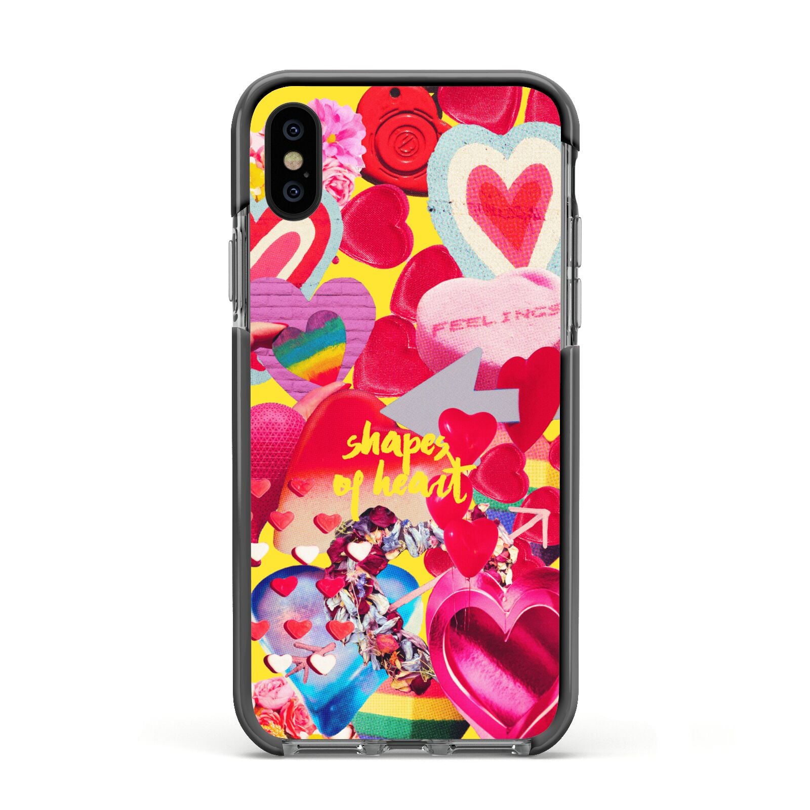 Valentines Cut Outs Apple iPhone Xs Impact Case Black Edge on Black Phone