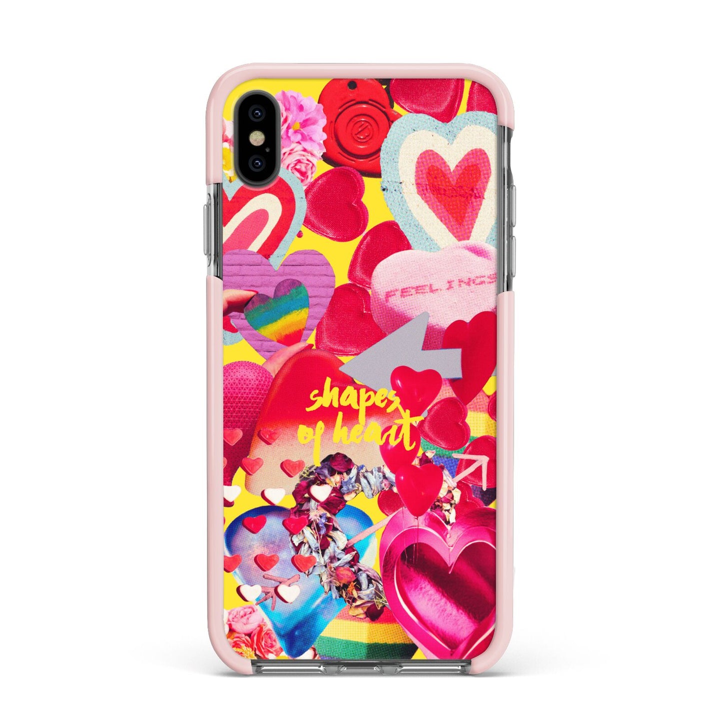 Valentines Cut Outs Apple iPhone Xs Max Impact Case Pink Edge on Black Phone