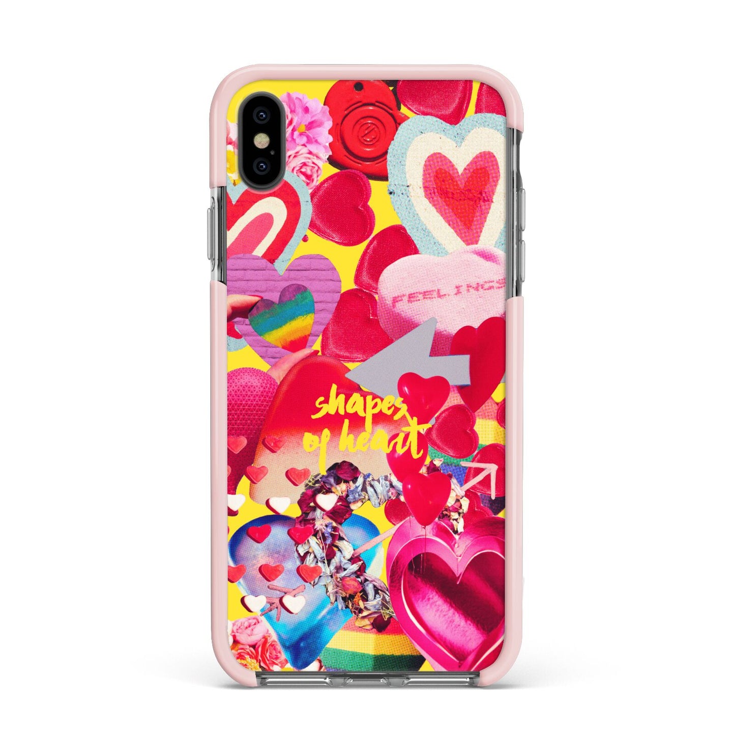 Valentines Cut Outs Apple iPhone Xs Max Impact Case Pink Edge on Black Phone