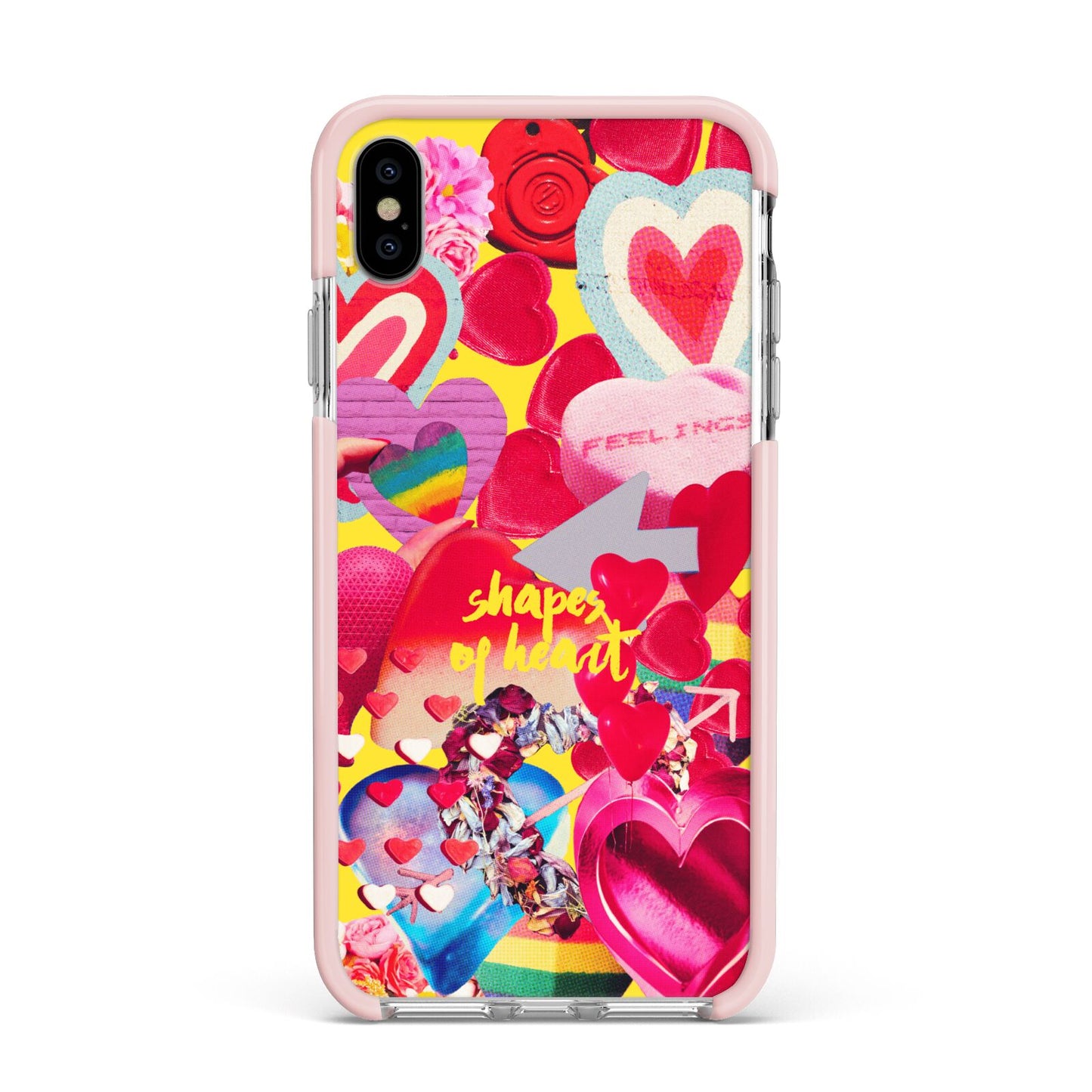 Valentines Cut Outs Apple iPhone Xs Max Impact Case Pink Edge on Silver Phone