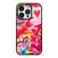 Valentines Cut Outs iPhone 14 Pro Black Impact Case on Silver phone