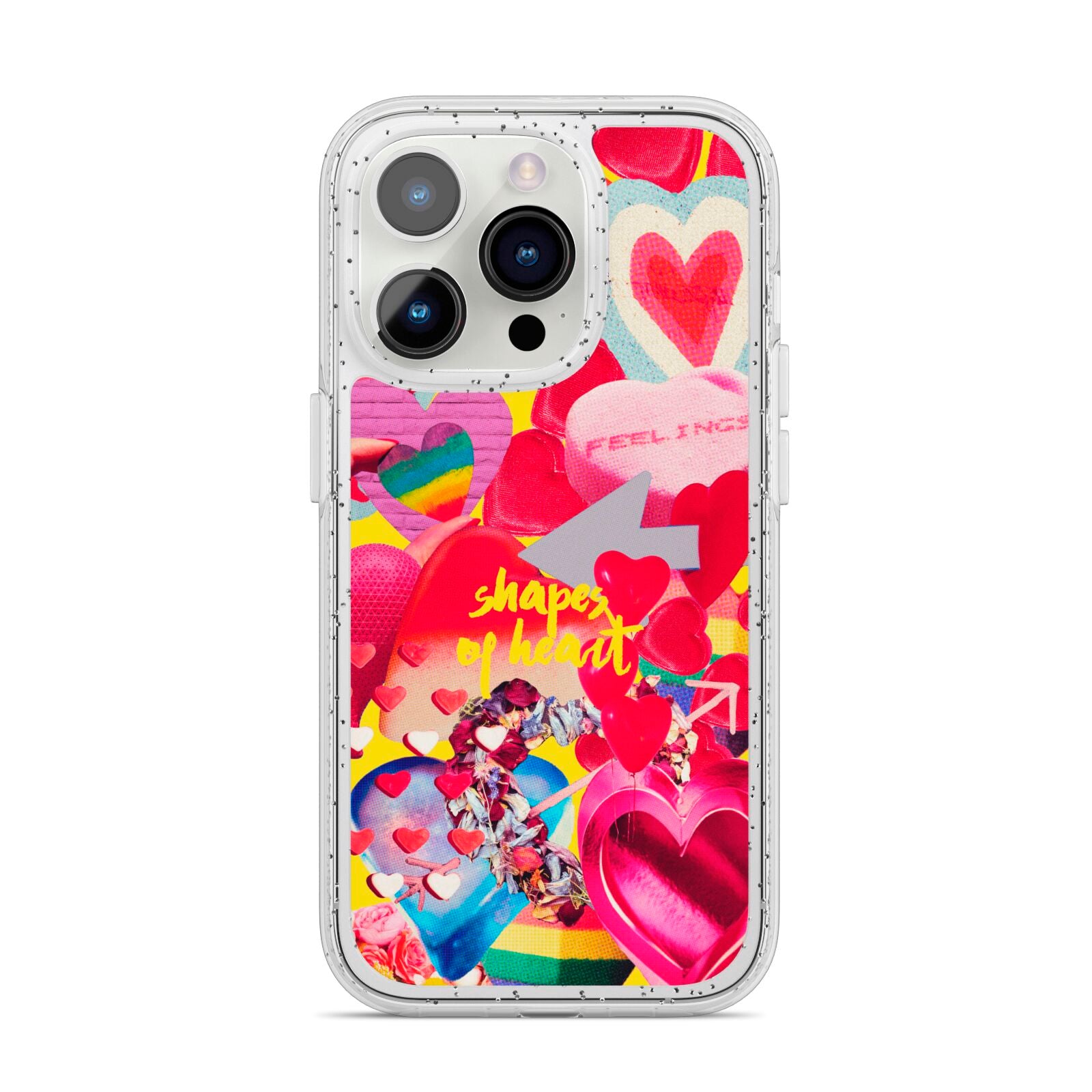 Valentines Cut Outs iPhone 14 Pro Glitter Tough Case Silver