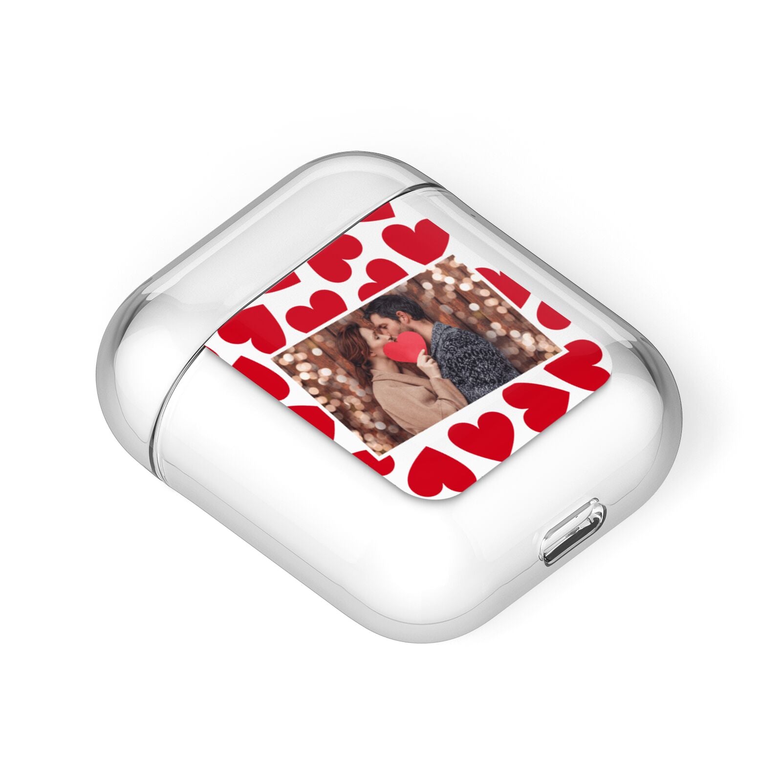 Valentines Day Heart Photo Personalised AirPods Case Laid Flat