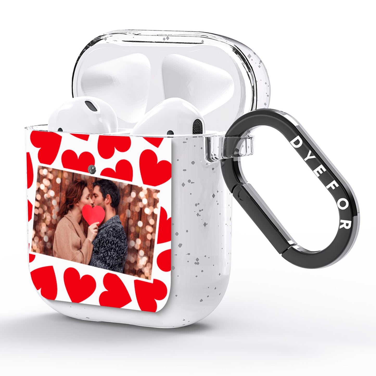 Valentines Day Heart Photo Personalised AirPods Glitter Case Side Image
