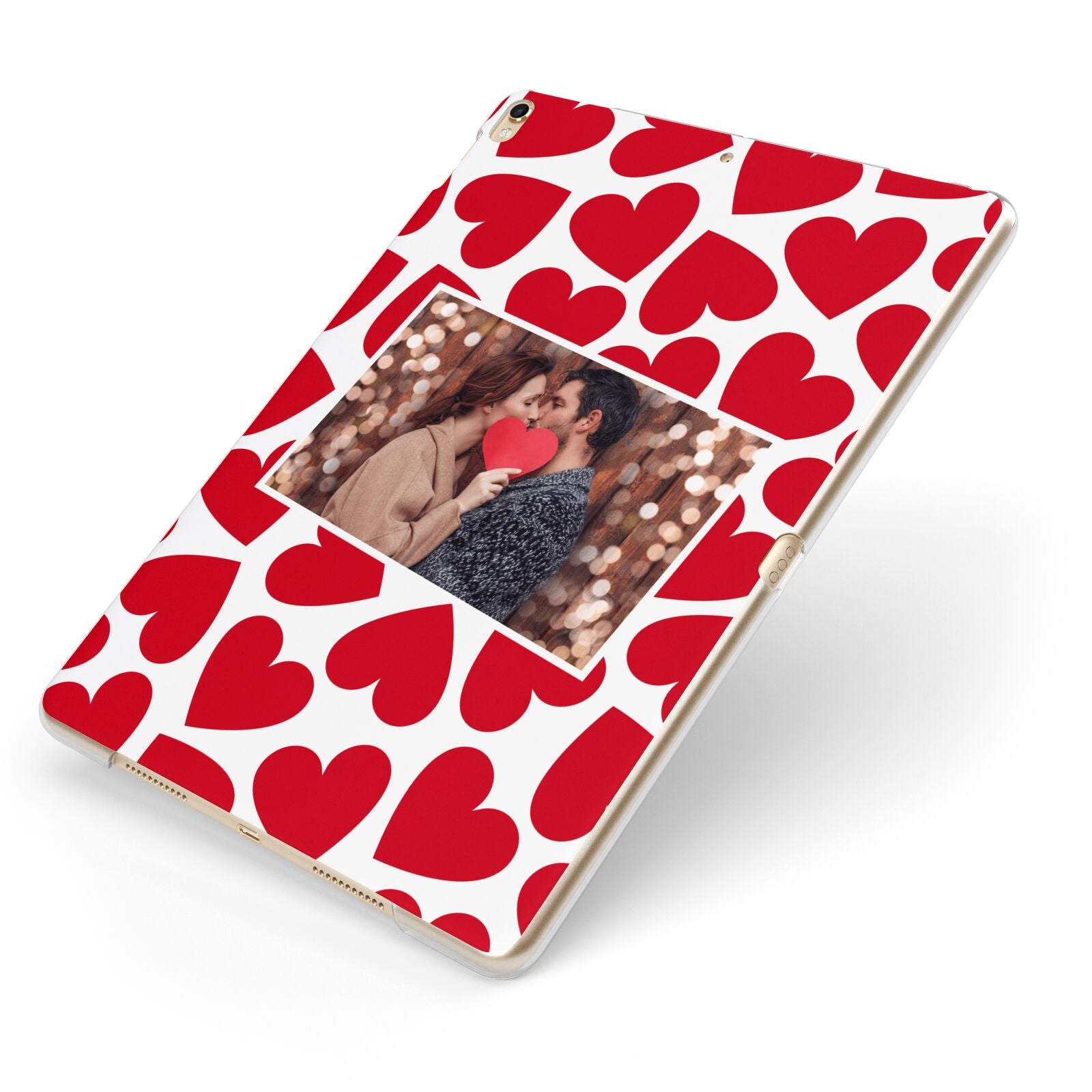 Valentines Day Heart Photo Personalised Apple iPad Case on Gold iPad Side View