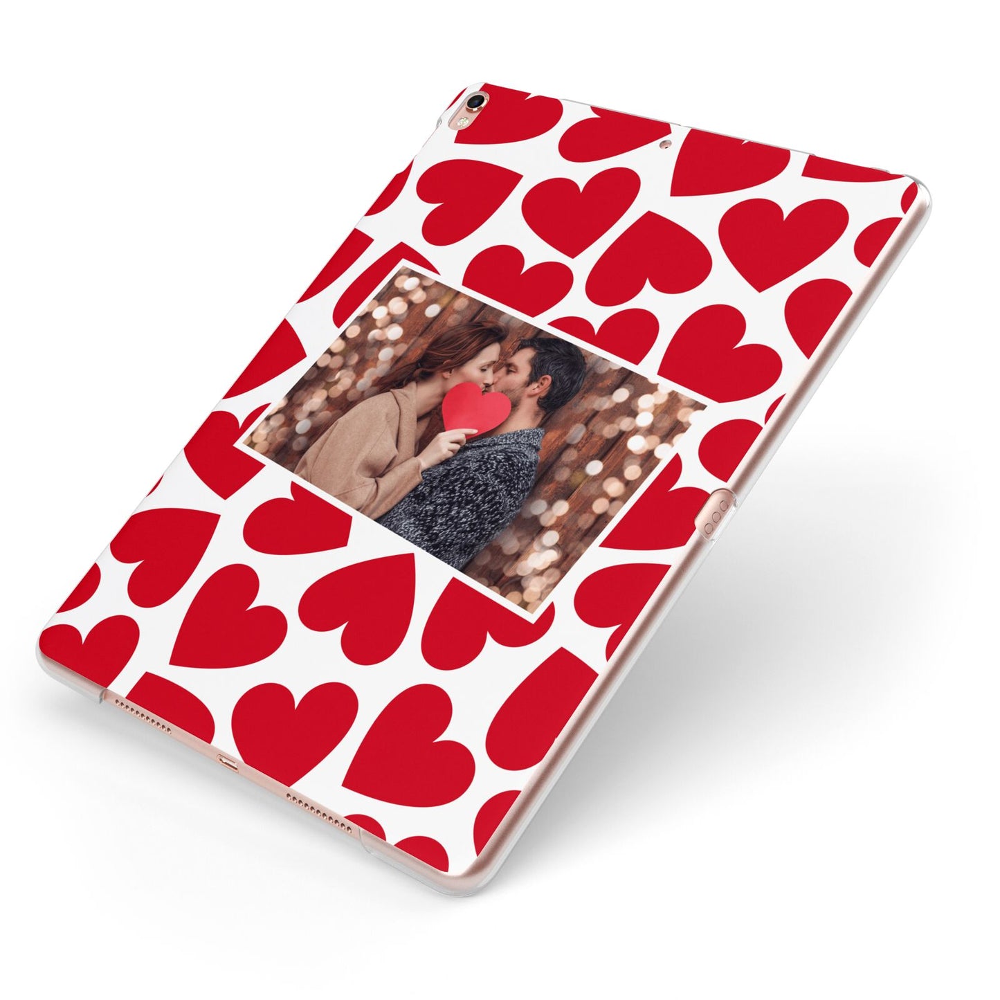 Valentines Day Heart Photo Personalised Apple iPad Case on Rose Gold iPad Side View